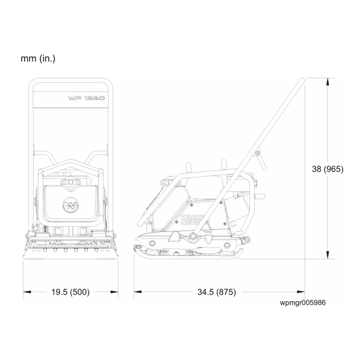Diagrama bandeja Vibradora – 50 cm - Wacker Neuson
