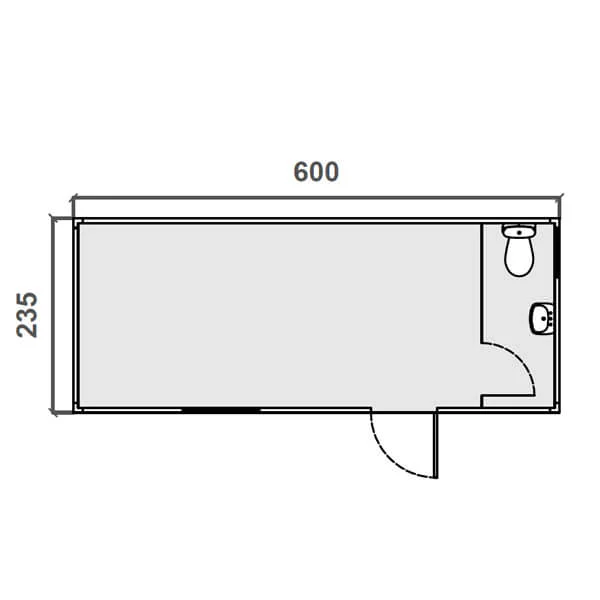 Vestuario prefabricado – 6 m con WC Diagrama