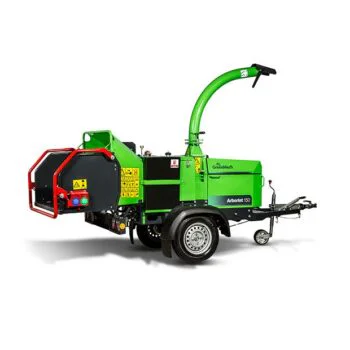 Alquiler de biotrituradora profesional Greenmech Arborist 150 para podas y desbroces de gran tamaño.