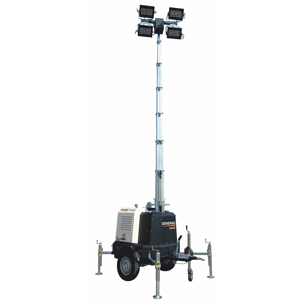 Torre de iluminación para extendido de hormigón y trabajos eléctricos nocturnos.