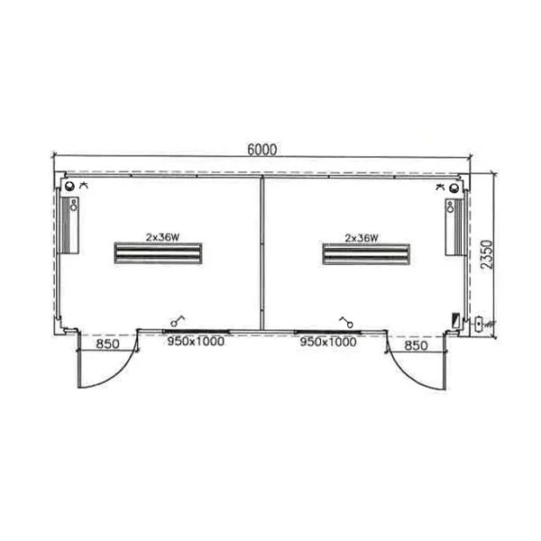 Diagrama Caseta Prefabricada Oficina para Eventos – 2,35 m x 6 m