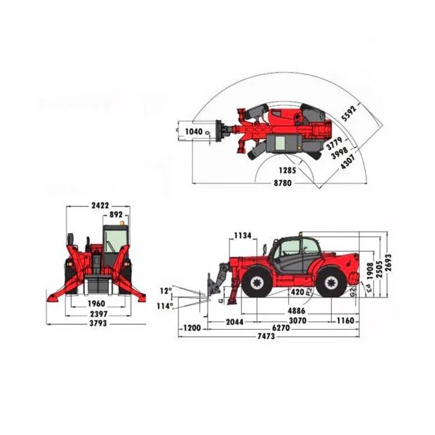 Diagrama 2, Manipulador telescópico 4000 kg a 18 m Manitou MT 1840