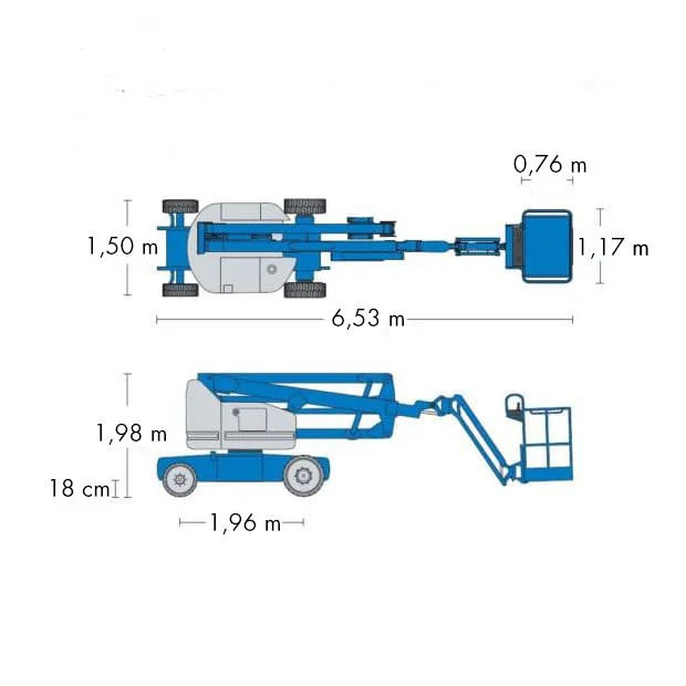 Diagrama 2, alquiler Brazo articulado eléctrico – 14 m Genie Z40/23N