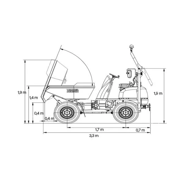 Diagrama Dumper 1500 kgs con tolva elevable eléctrico