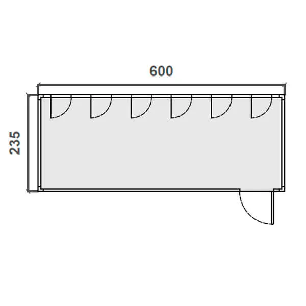 Taquilla prefabricada Eventos – 2,35 m x 6 m Diagrama
