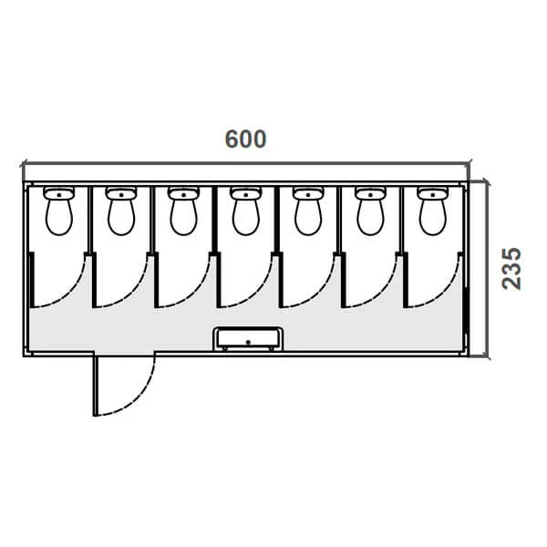 Sanitario prefabricado, 6 wc Diagrama