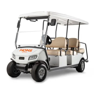 Buggy eléctrico de 6 plazas para transporte de personas en eventos.